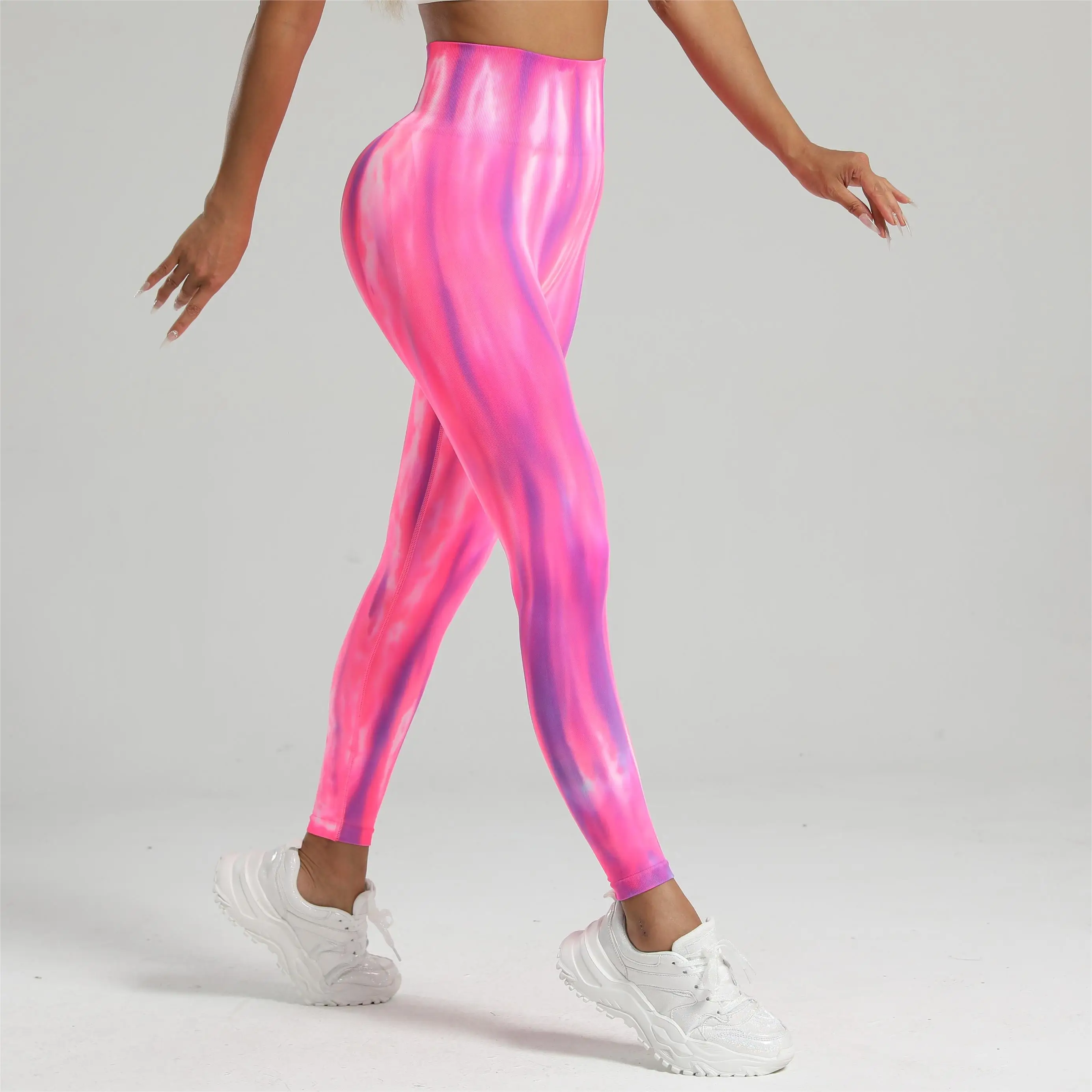 Neue Frauen Tie Dye Hohe Taille Legging Push-Up Scrunch Gym Sport Yoga Hosen Elastische Weiche Strumpfhosen Workout Booty Leggins Nylon – Detail 12