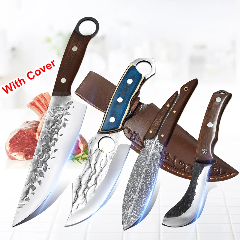 

Barbecue Camping Outdoor Survival Knife Wood Handle Straight Hunting Knives Butcher Boning Knife Cleaver Meat Chef Kitchen Knife