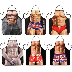 Creative Funny Printed Apron Unique Men's Abdominal Muscles Designs Apron Polyester Fiber Waterproof Oil Proof Wai Cloth Cute