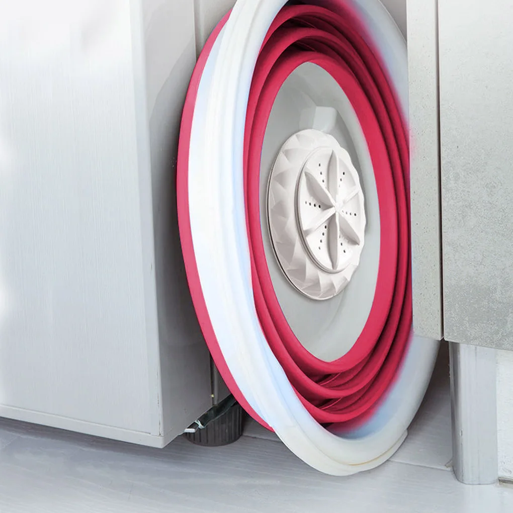 غسالة قابلة للطي USB المحمولة توربينات بالموجات فوق الصوتية غسالة غسيل صغيرة للملابس الداخلية المنزلية والسفر، الوردي، B