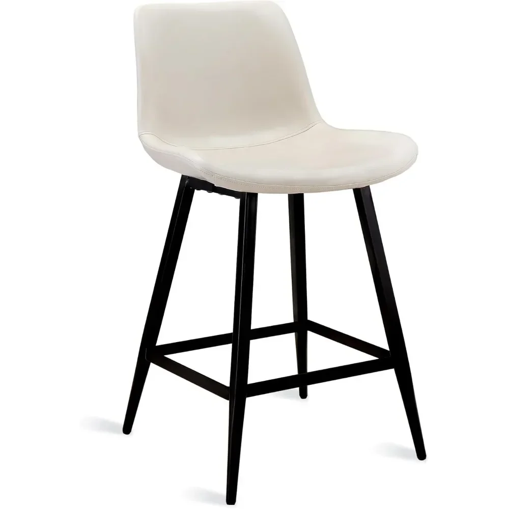 

Modern Bucket Barstool Set of 3, Barstools with Back and Footrest, Faux Leather Bar Stools for Kitchen Island Restaurants