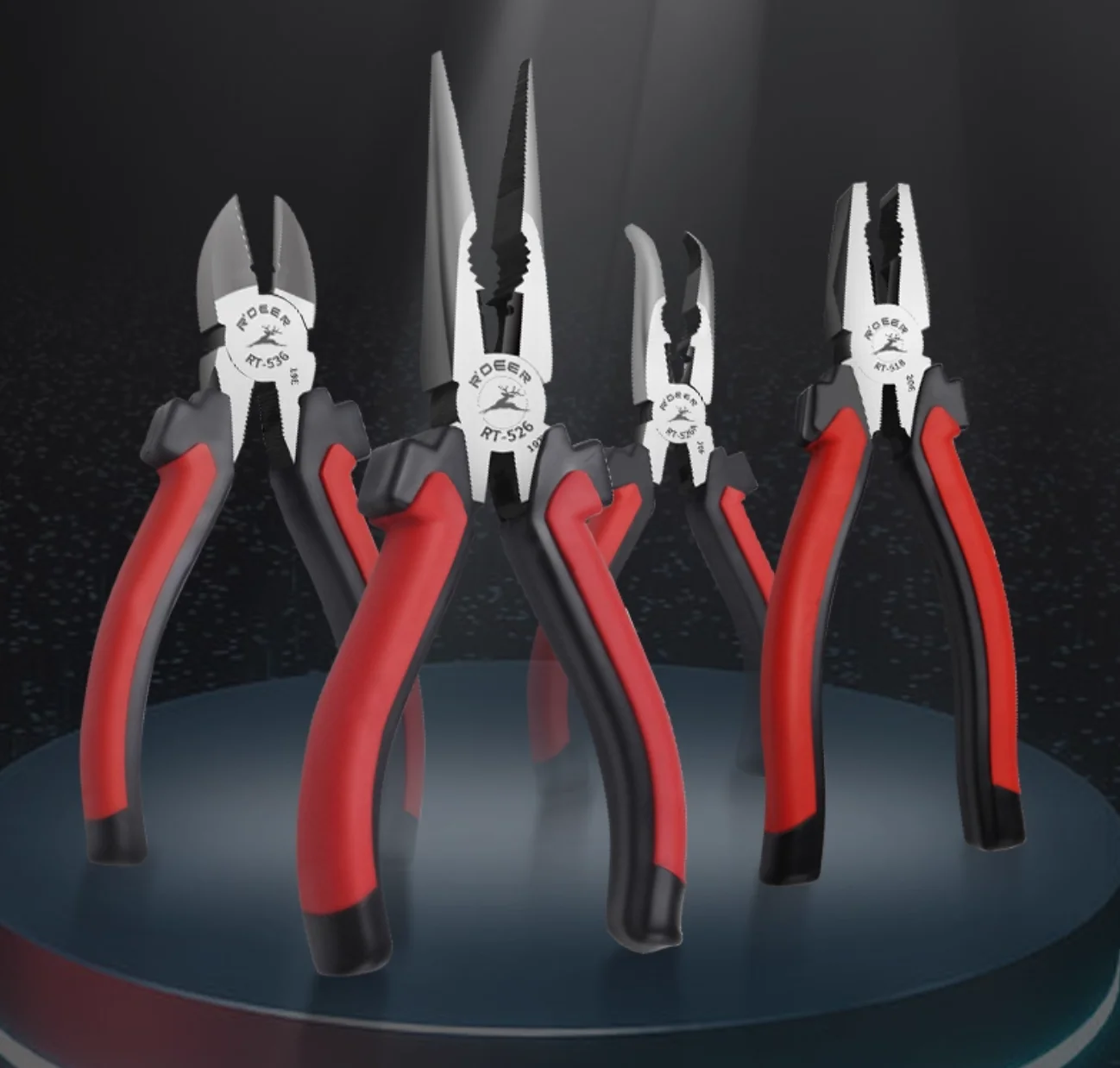 

R'DEER tool two-color handle wire pliers pointed angled Curved pliers carbon steel multifunctional and labor-saving household