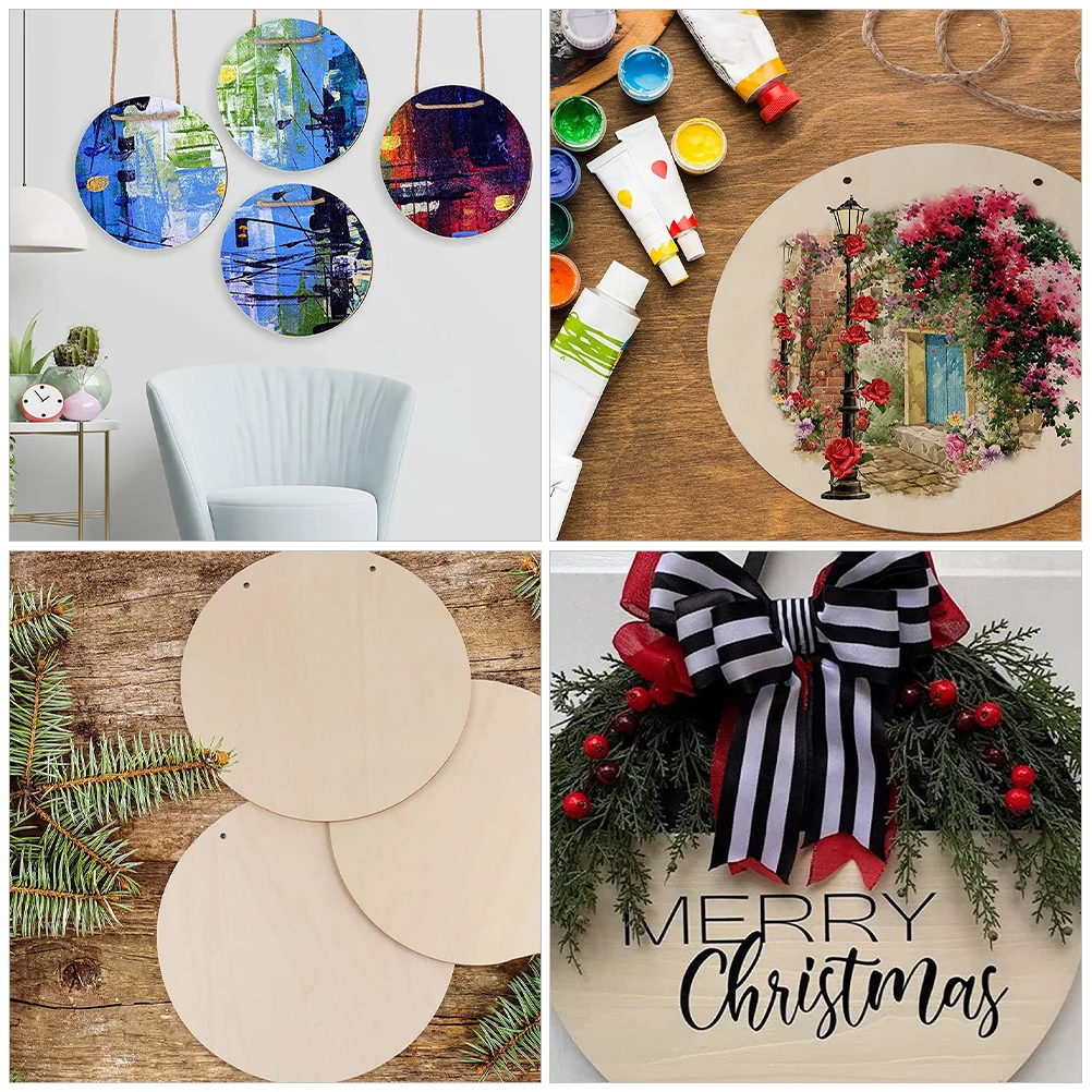 

1Set Wood Cutouts Unfinished Round Wooden Pieces DIY Wood Slices for Painting Craft Home Decorations Art Supplies