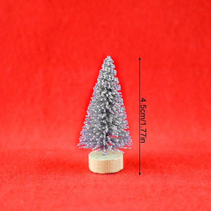 12pcs Small Pine Snow Frost Sisal Mini Christmas Tree Decor Tabletop Cute Beautiful Christmas Decorative Present Ornaments