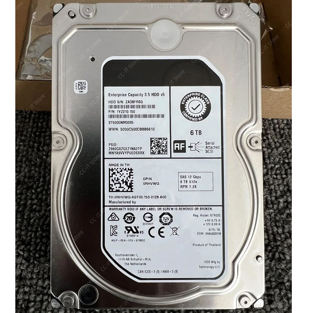 6TB 7.2K RPM SAS 12Gbps 3.5'' Enterprise Hard Drive 0MM81X ST6000NM0095 For SCV3000 SC5020 Storage HDD
