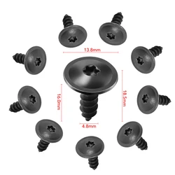 10 Pcs 5mm Black Torx Screw Car Engine Under Cover Splash Guard Self-tapping Screws