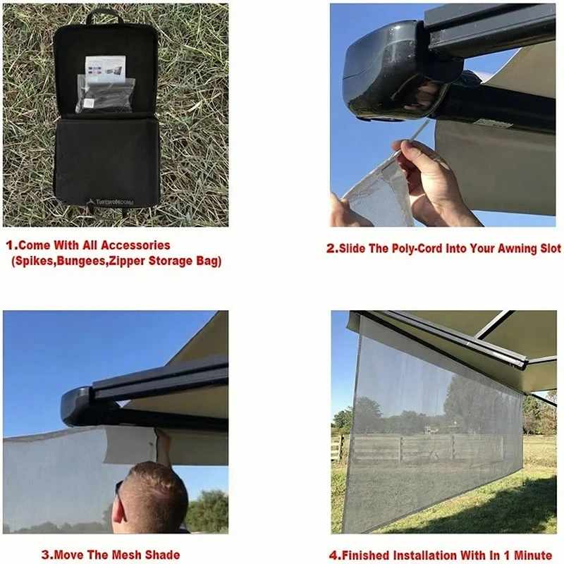 RV Awning Sun Shade Screen Sunshade 8x10ft/8x15.3ft For 16' RV Awning Mesh Sunscreen Motorhome Camper Trailer Screen UV Blocker