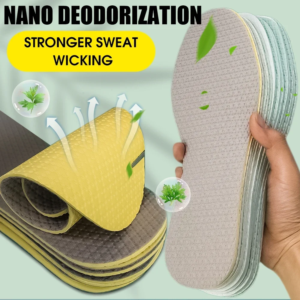 Latex Insoles Soft Sweat Absorb Deodorization Breathable Sport Shoe Pads High Elastic Barefoot Thin Insert Cushion for Women Men