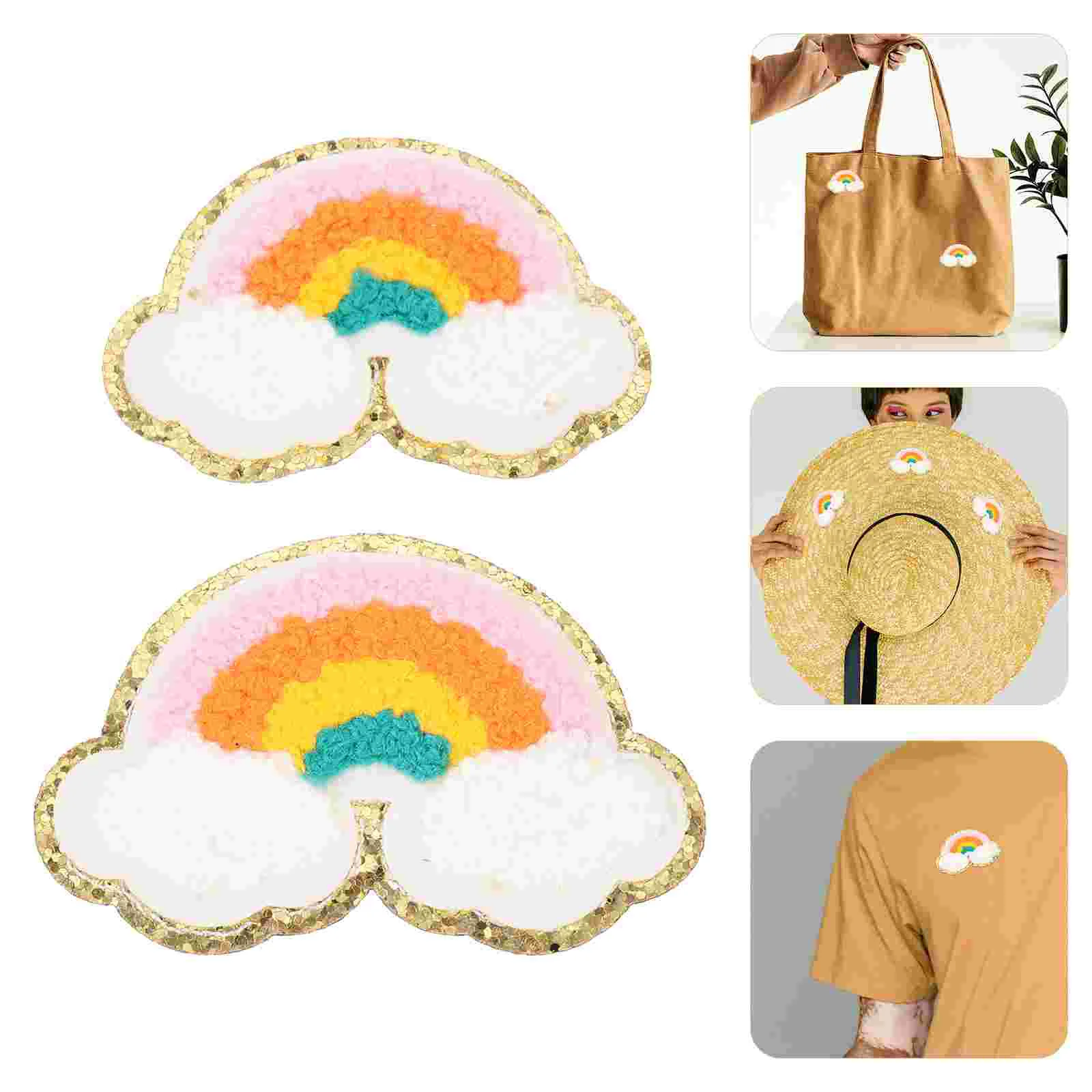 

8 Pcs Rainbow Patch Multipurpose Clothing Appliques Patches for Clothes Adhesive Sewing DIY Supplies Chenille