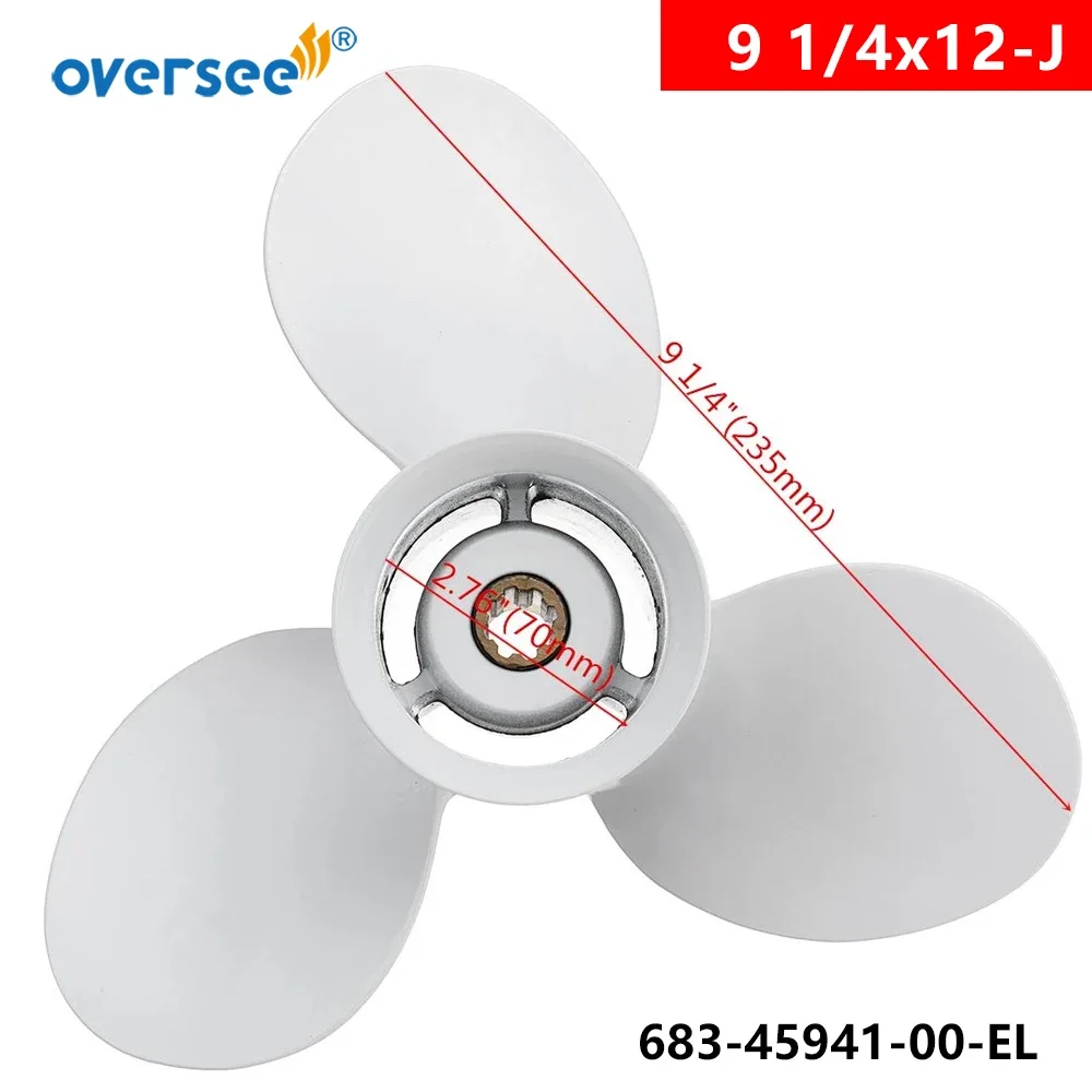 683-45941-00-EL For Yamaha Outboard Propeller 8 - 20 HP (Type J) 9 1/4x12-J