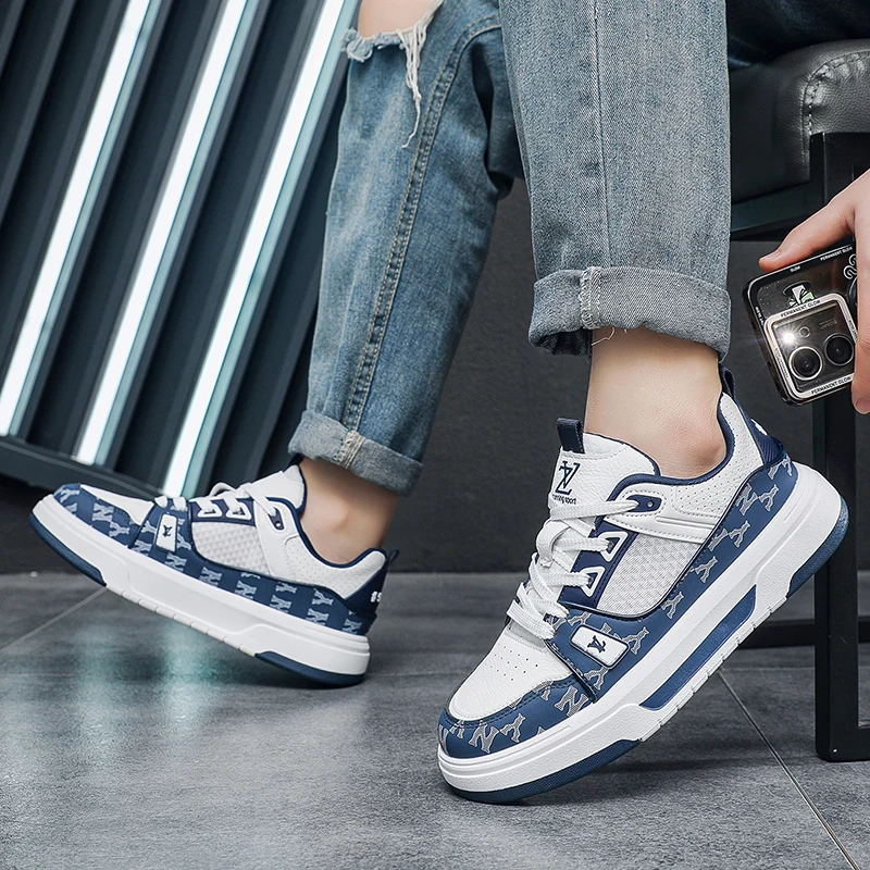 Zapatos de Skateboard con estampado de letras de tendencia para hombre, zapatillas planas de marca de alta calidad, zapatos de Skate con plataforma para hombre, zapatillas de skate