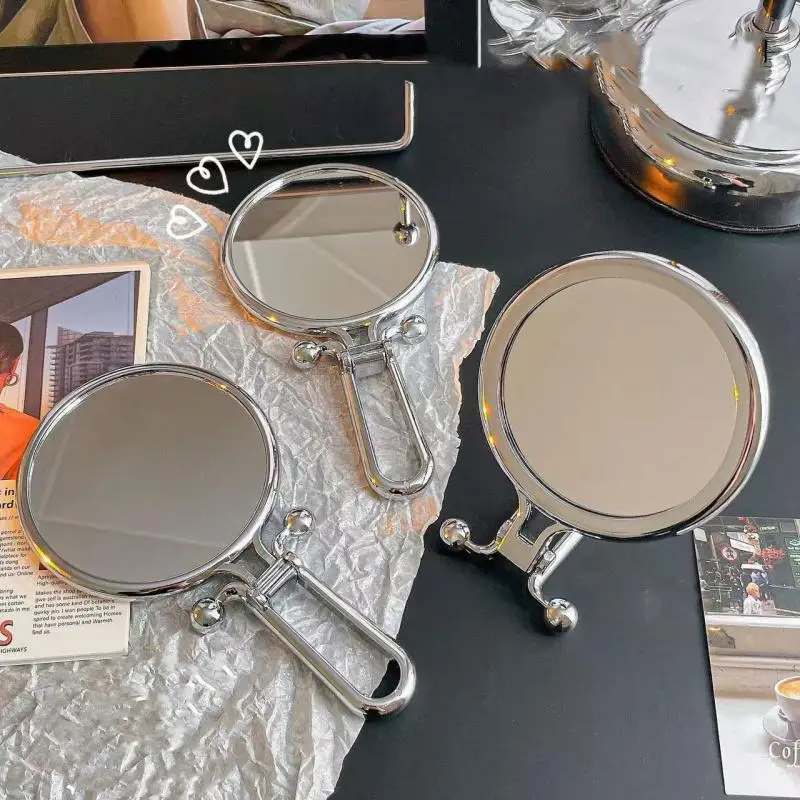 2x/5x/10x أداة ماكياج التكبير مرآة قابلة للطي على الوجهين مرآة محمولة 360 °   طاولة مرآة محمولة للدوران