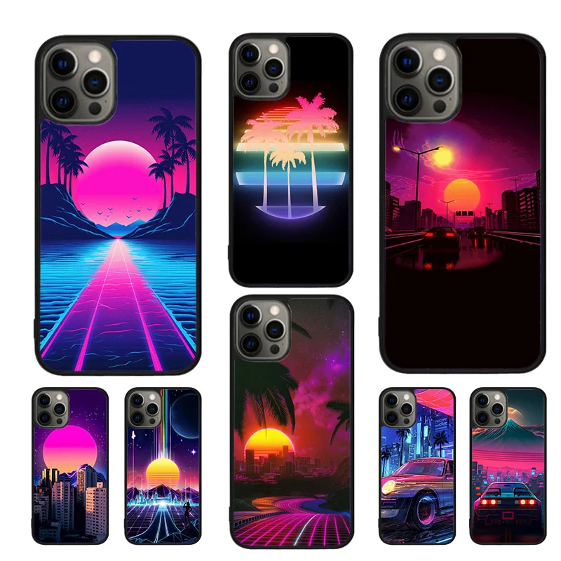 Synthwave Retro 80s Neon Mobile Phone Cases Cover For iPhone 16 15 14 12 13 mini 11 Pro MAX apple 6 7 8 Plus SE2020 Coque