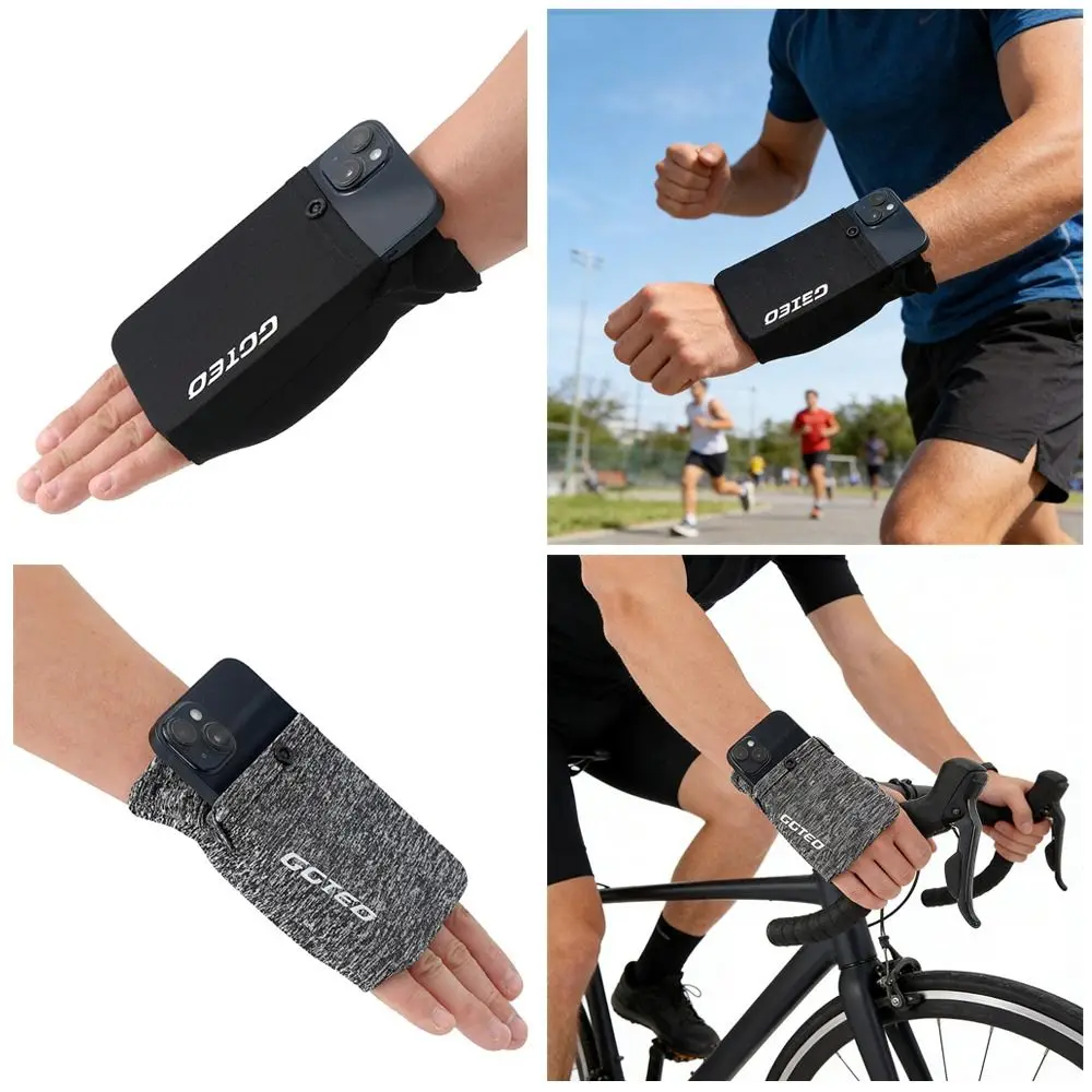 

Черно-серая спортивная сумка для телефона на запястье, защитная, для правой и левой руки, с функцией хранения, для бега и спорта