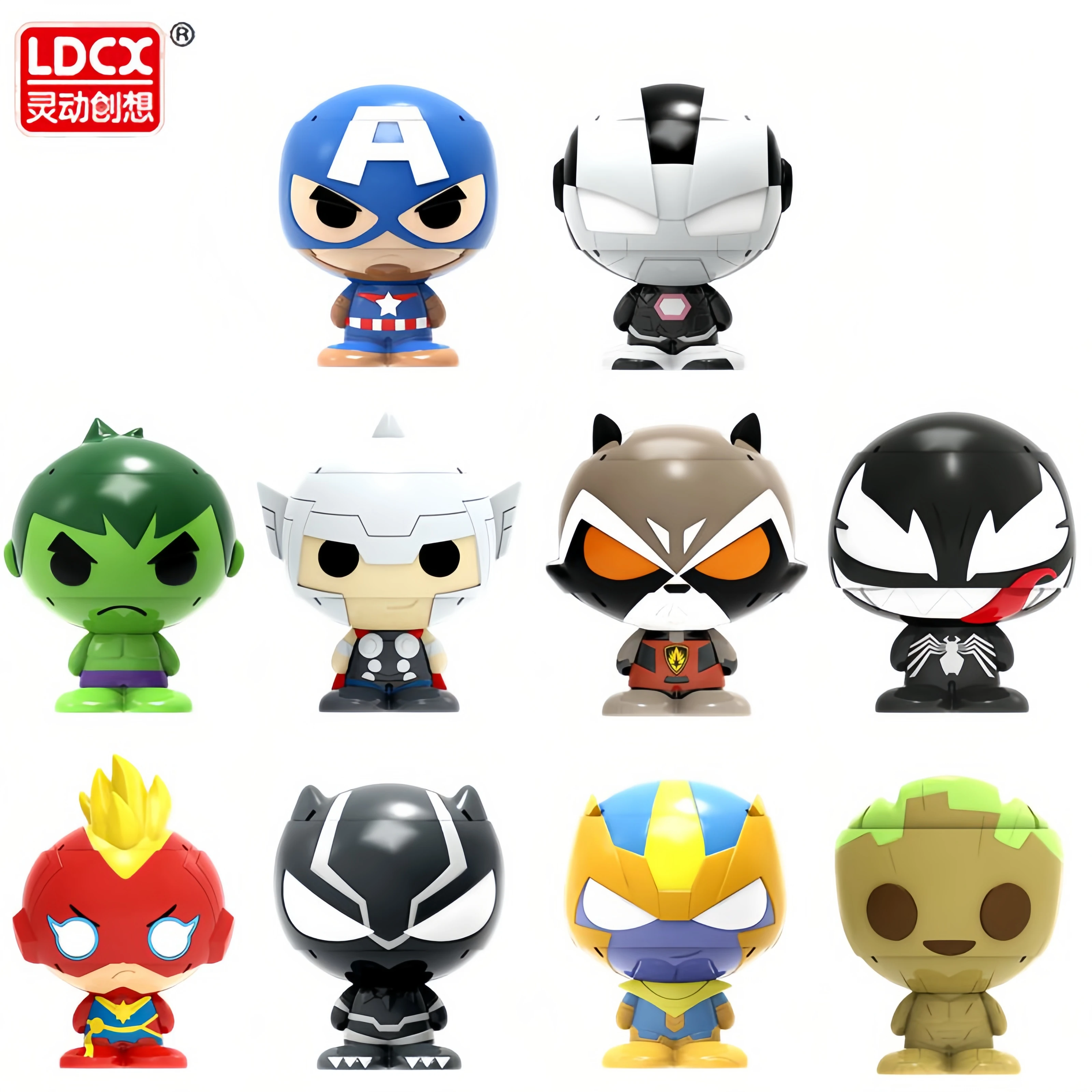 

LDCX Toys The Avengers Captain America Iron Man Thor Hulk Black Panther Action Figure Surrounding Figurines Mini Dolls And Toys