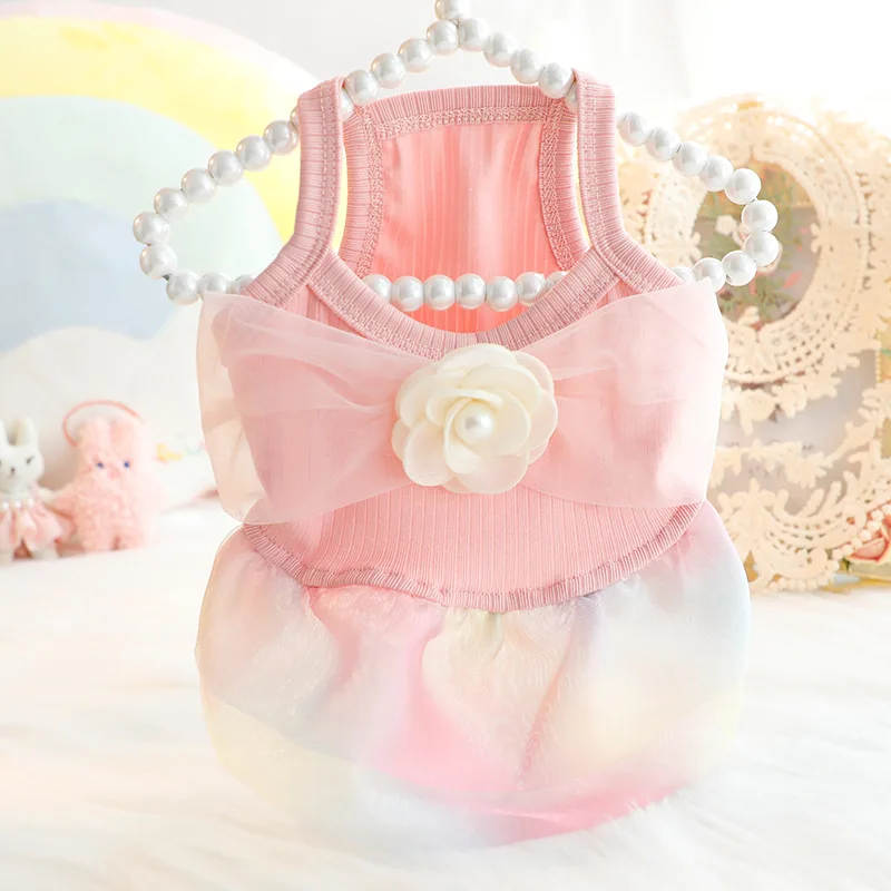 Flower Skirt Dog Clothes Dress Lace Suspenders Princess Dogs Clothing Fashion Small Dogs Kawaii Costume Spring Summer Mascotas