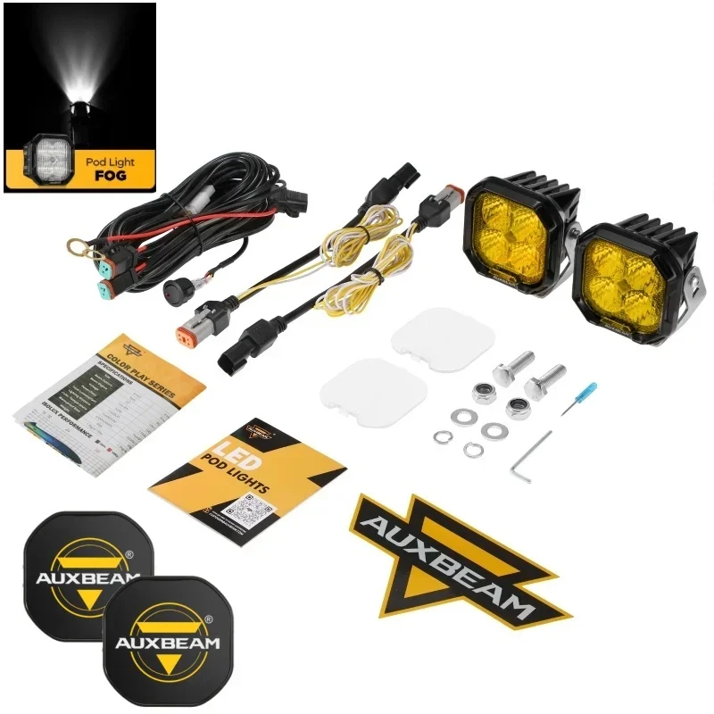 1 Paar 3 Inch LED Pod Lampen met Witte DRL & Amber Knipperlicht Rijlicht voor UTV ATV SUV Truck Offroad