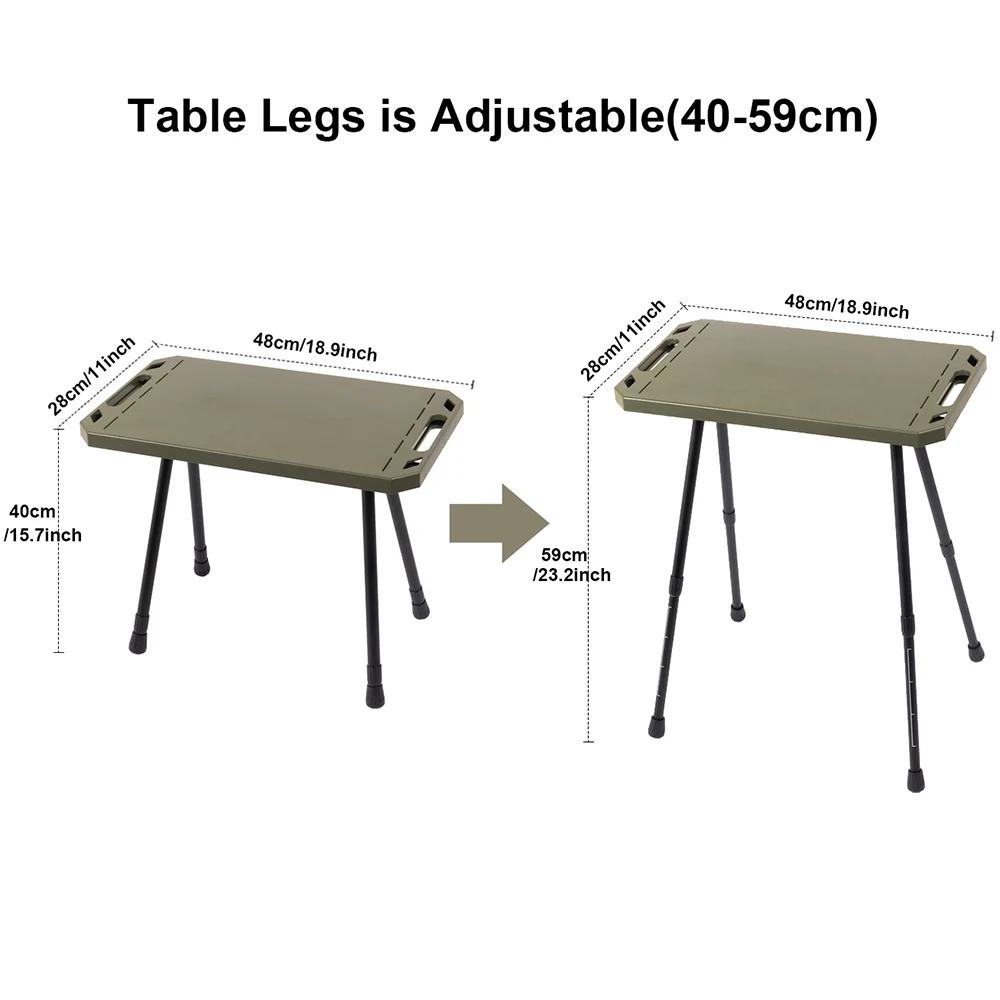 Folding Table for Camping Height Adjustable Outdoor Portable Lightweight with Carry Bag Two-Sides Hanging Cookware Hiking Picnic