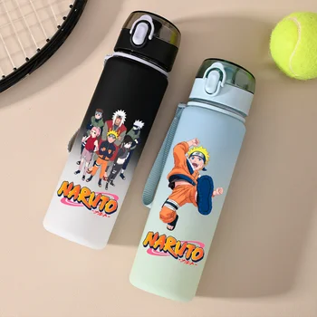 NARUTO 560ML large capacity children's water cup portable plastic outdoor sports Aldults drinking water bottle Anime Uchiha Sasuke