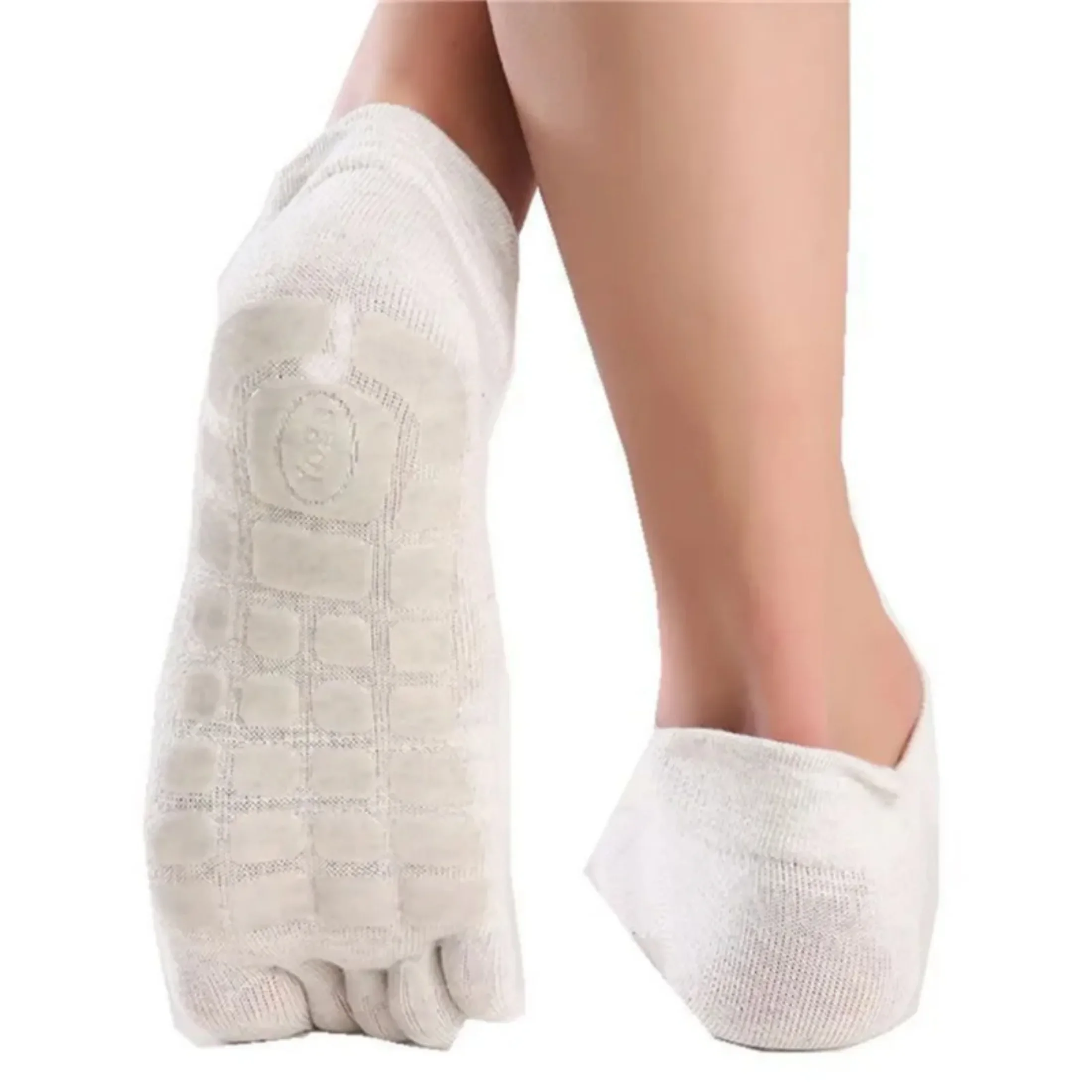 Men's Cotton Yoga Socks Men Five Fingers Socks Warm Non Slip Grip Fitness Toe Socks Low Calf Slipper Male Floor SocksFitness