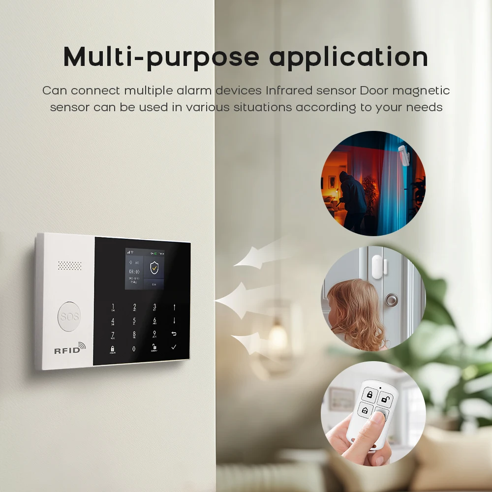 PGST 4G WiFi Smart Life Alarm Security System Kit Set Tuya Alexa Home Automation Alarm Security Protection Door Motion Detector