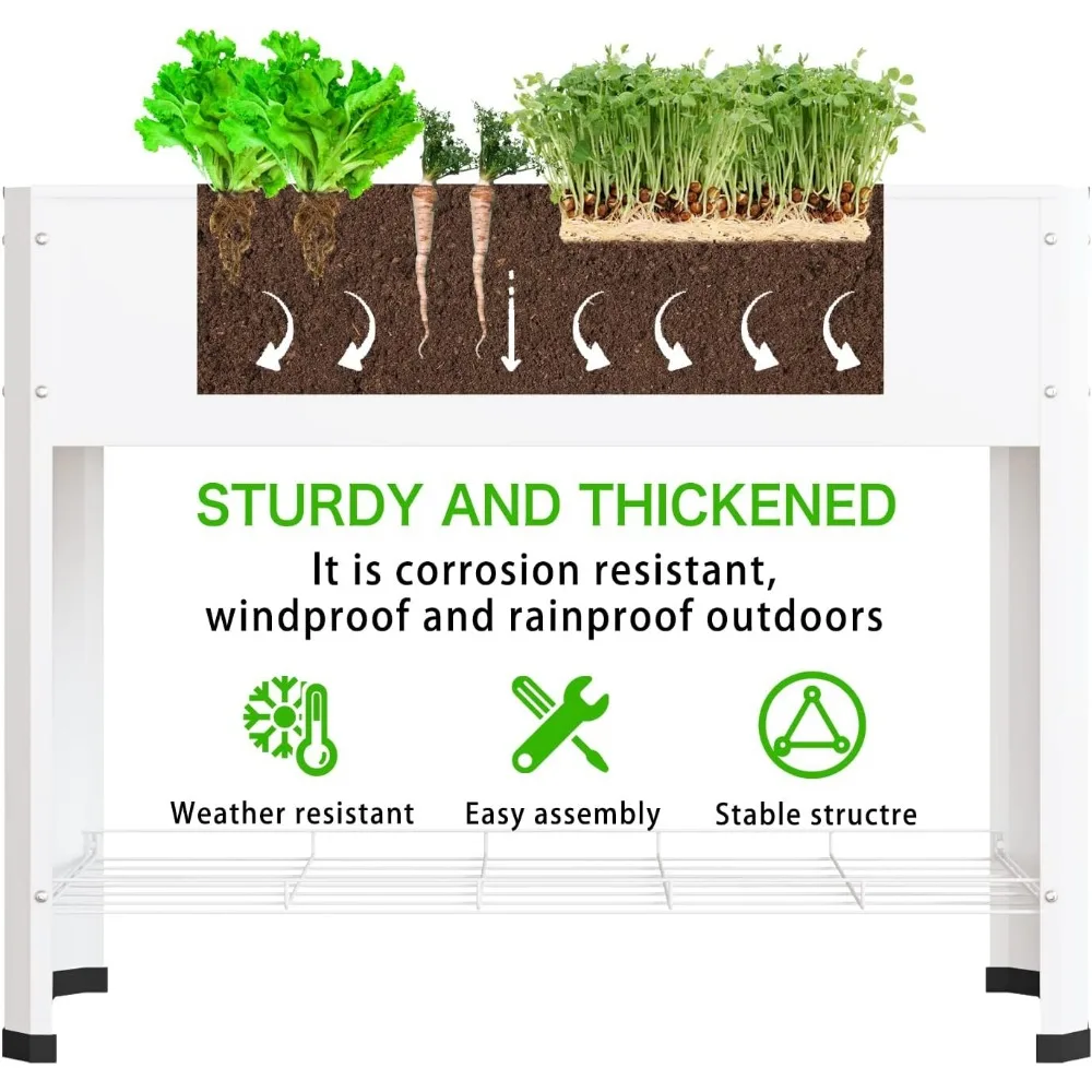 Elevated Metal Planter Box with Removable Legs for Growing Herbs, Vegetables, Flowers, and Succulents