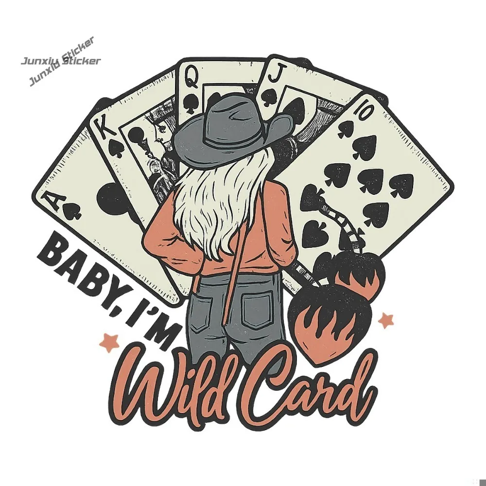 

Decal Featuring a Wild Card Cowgirl with Playing Cards Cycling Climbing Car Sticker Self-Adhesive Waterproof Decorative Decal