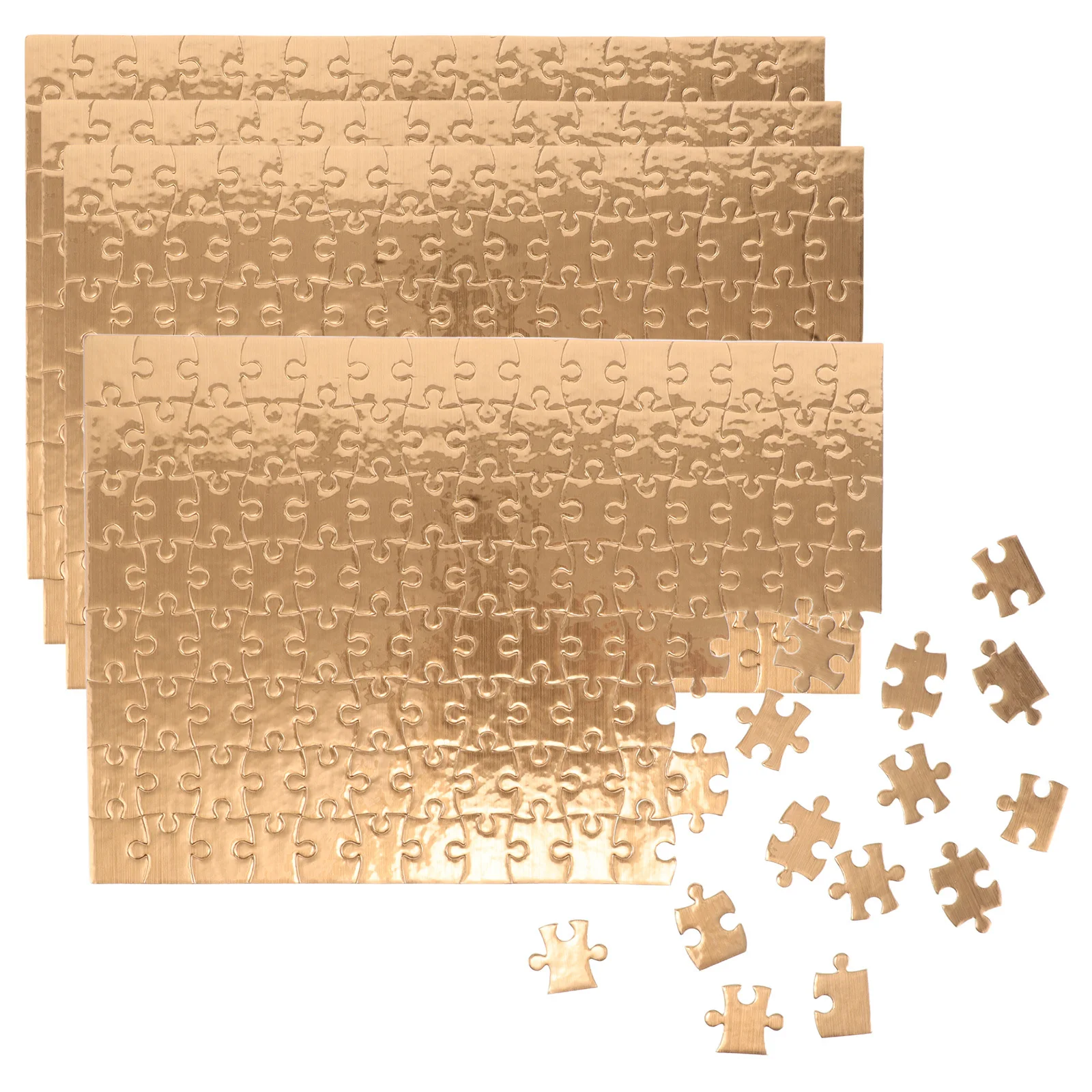 4 Sets Children's Blank Puzzles Gold Border Design for DIY Drawing Coloring Creative Jigsaw Sublimation Craft Projects