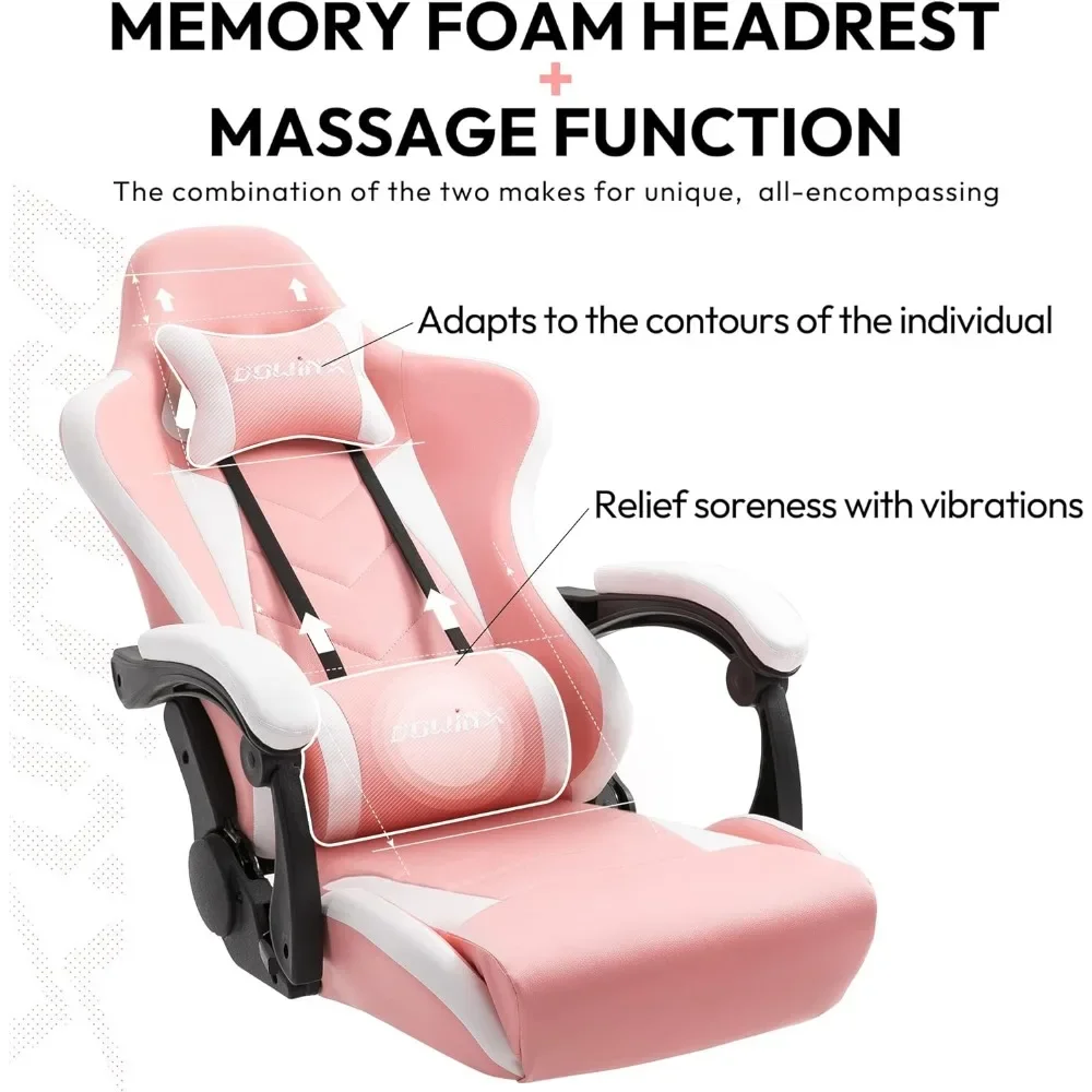 Gaming Chair Ergonomic Racing Style Recliner with Massage Lumbar Support, Office Armchair for Computer PU Leather E-sports