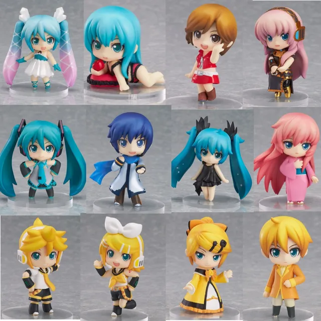1szt Losowy styl 6CM Nowy Anime Hatsune Miku KAITO Rin Len Q wersja kawaii Figurka PVC Model Zabawki Lalka Ozdoby Prezenty
