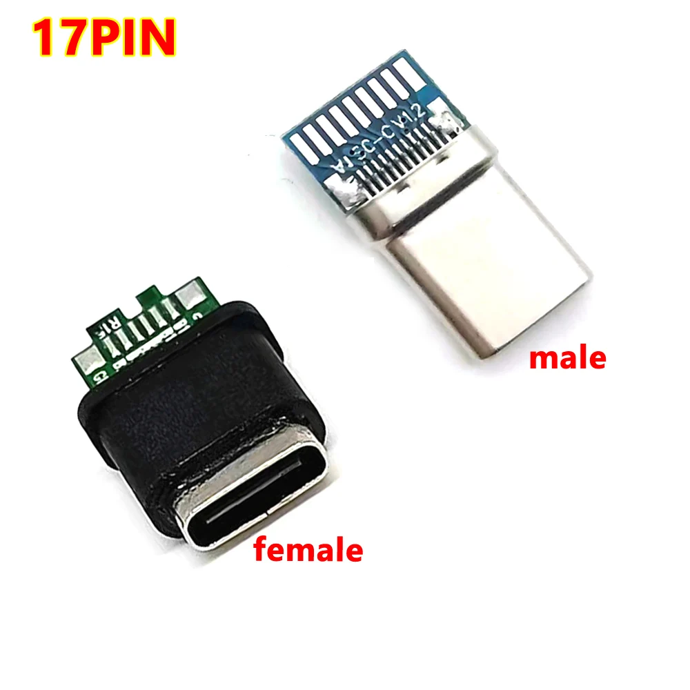 17Pin type-c złącze męskie żeńskie 24P USB3.1 drut spawalniczy szyna wodoodporna z ładowanie danych BoardHigh Current szybkie ładowanie
