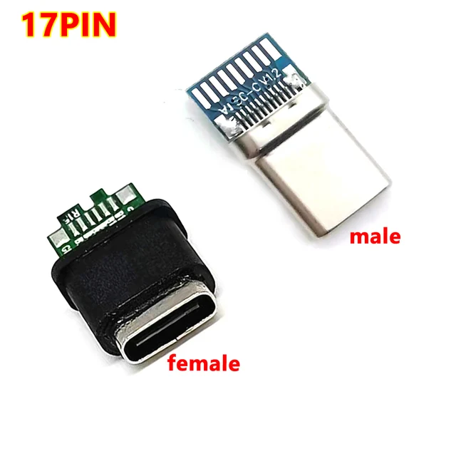17Pin type-c złącze męskie żeńskie 24P USB3.1 drut spawalniczy szyna wodoodporna z ładowanie danych BoardHigh Current szybkie ładowanie