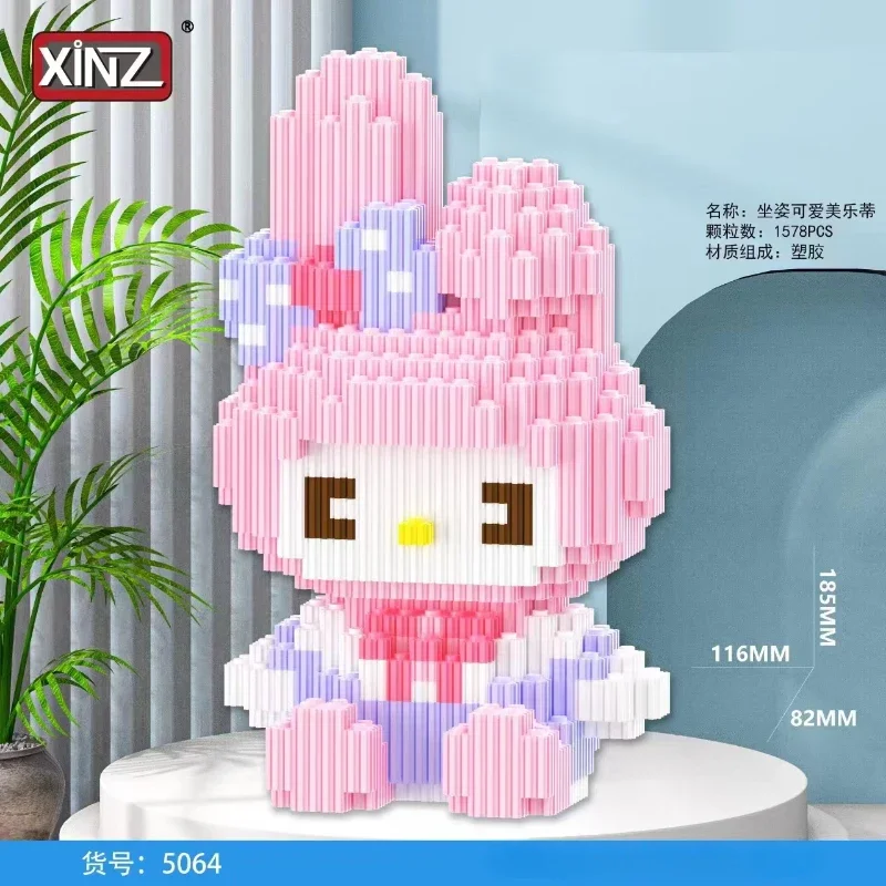 Cute Cartoon Hello Kitty Kuromi Doll Building Blocks 3D Small Particle Assembly Toys Puzzle dla dzieci Ozdoby na prezenty