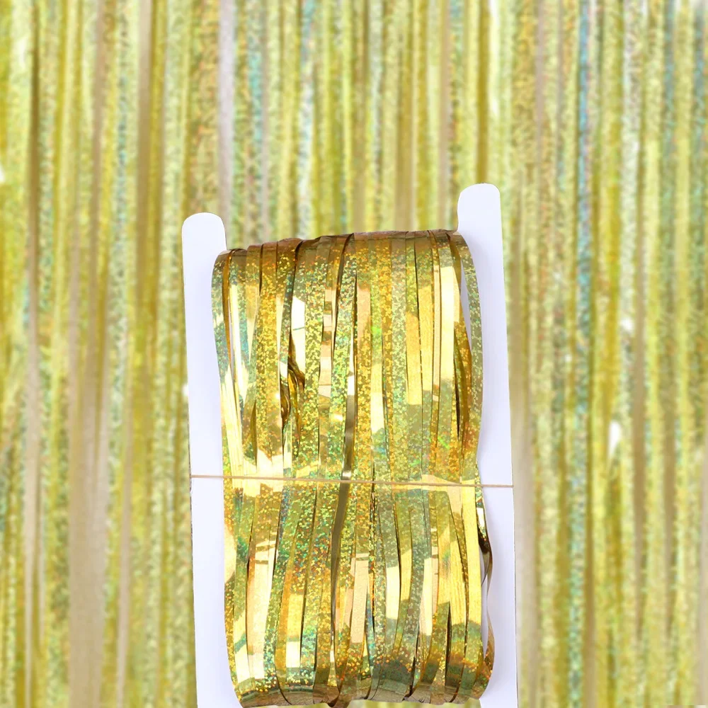 Blauer 2M*1M Laser-Lametta-Folienvorhang, gefrorenes Partyzubehör, Geburtstagsdekoration, Erwachsene, Kinder, Jungen, Mädchen, Geschlecht offenbaren, Hochzeitsdekoration – Detail 6