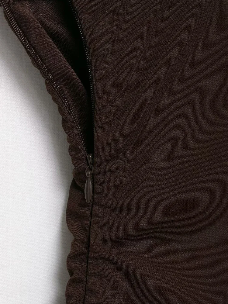 Damska sukienka midi bez rękawów z wysokim dekoltem, tiulowa, drapowana, modna, kontrastowa, damska sukienka Vestidos Mujer