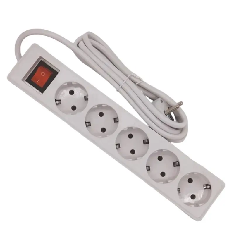 B97A-Extension Socket Adapter EU Plug 5 Multiple Sockets Power Converter With On-Off Switch 3 Meter Extension Cord