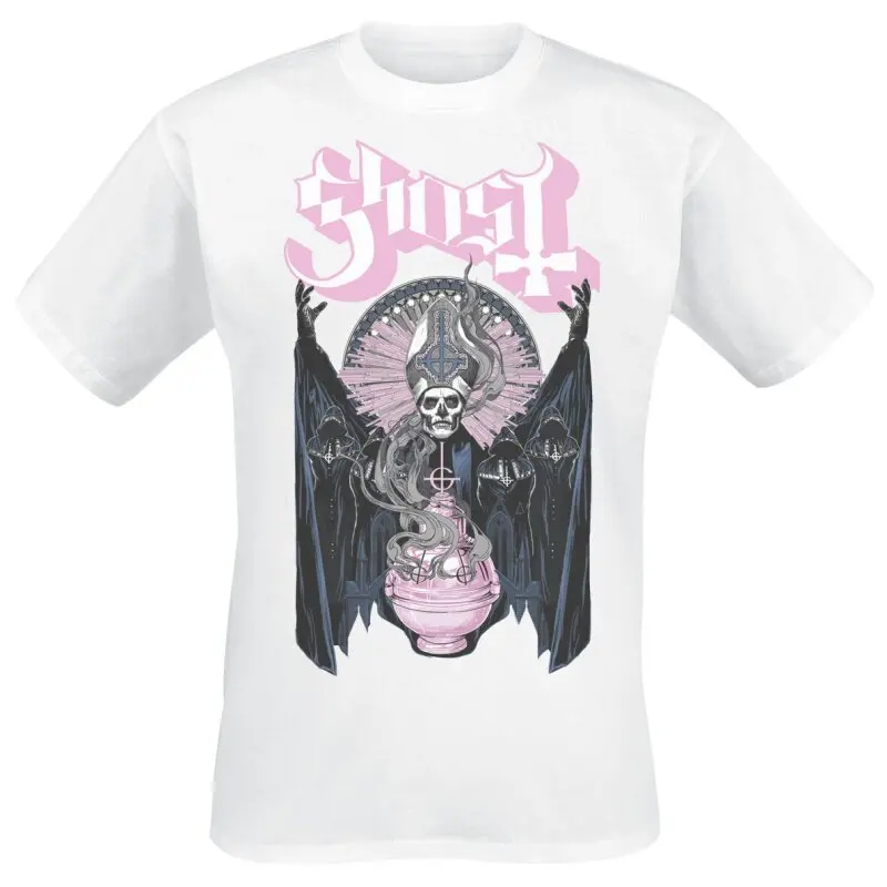 Ghost Swedish Heavy Metal / Ghost Rock Band American Retro Digital Direct-print Pure Cotton Short-sleeved T-shirt for Men