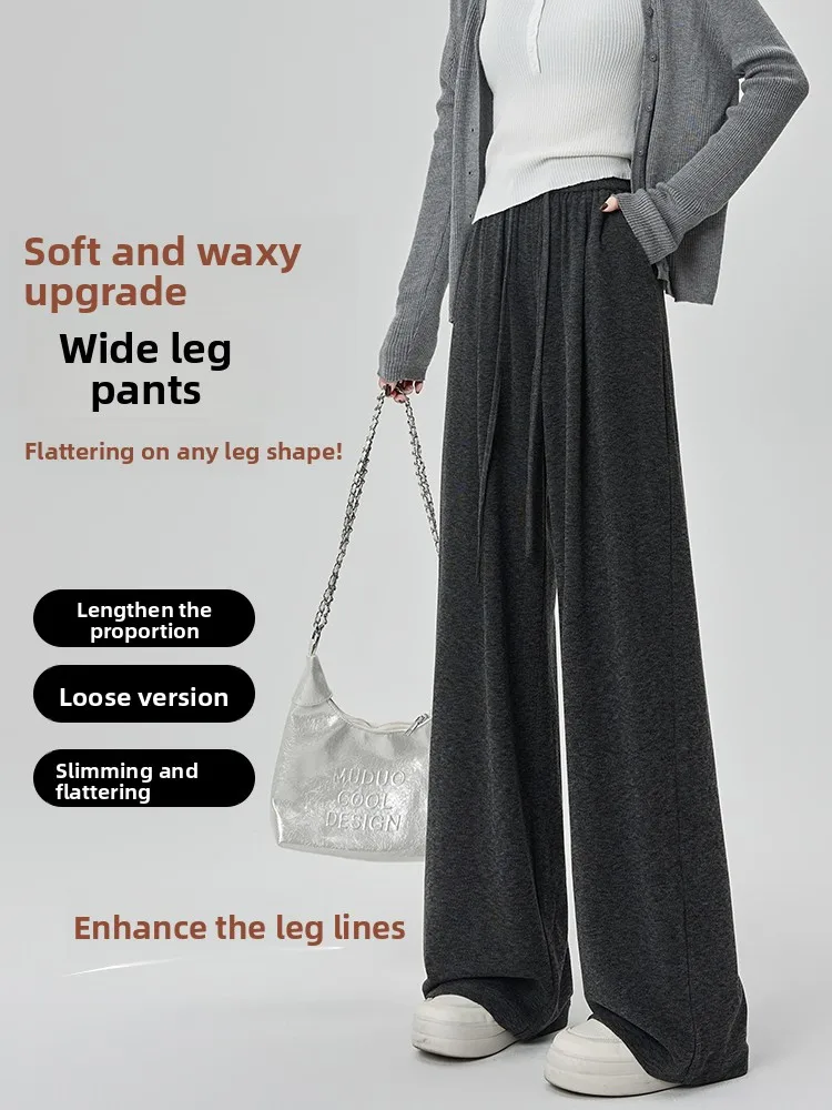 Taille haute minceur doux jambe large pantalon femmes ample décontracté étroit Sle confortable coupe droite pantalon pour printemps été