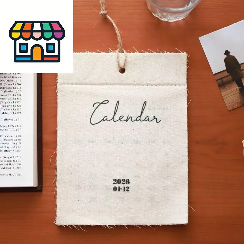 

2026 Canvas Hook-Style Fabric Calendar Wall Calendar, High-Value Retro Style, Wall Calendar Decoration