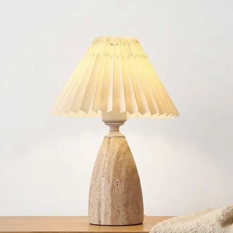 Modern Design Hotel Decor Home Hand Marble Warm Light Simple Bedroom Bedside Lamp Travertine Table