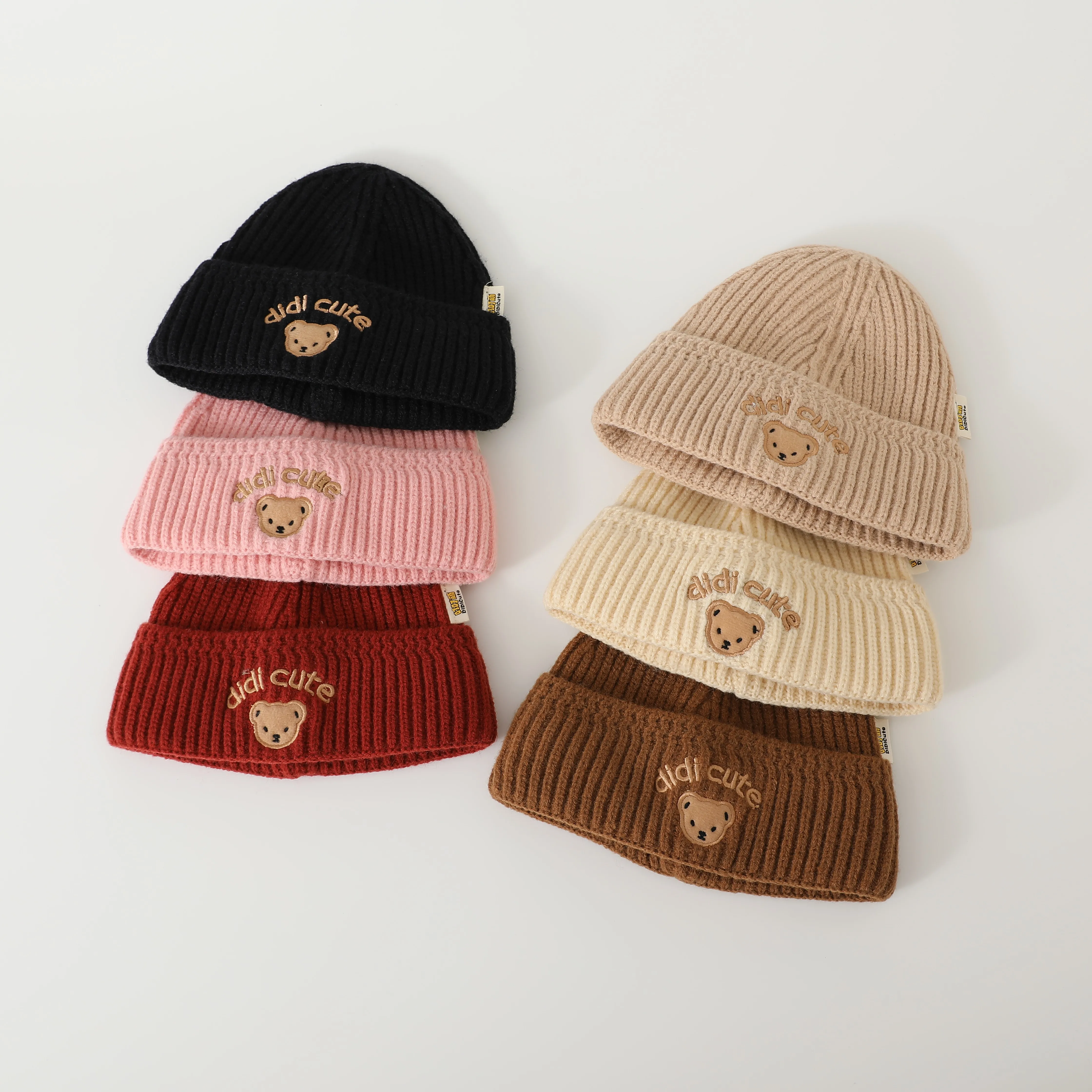 

Cute Bear Baby Knit Hat Solid Color Soft Comfortable Toddler Beanies for Boy Girl Cartoon Autumn Winter Warm Kids Knitted Hat