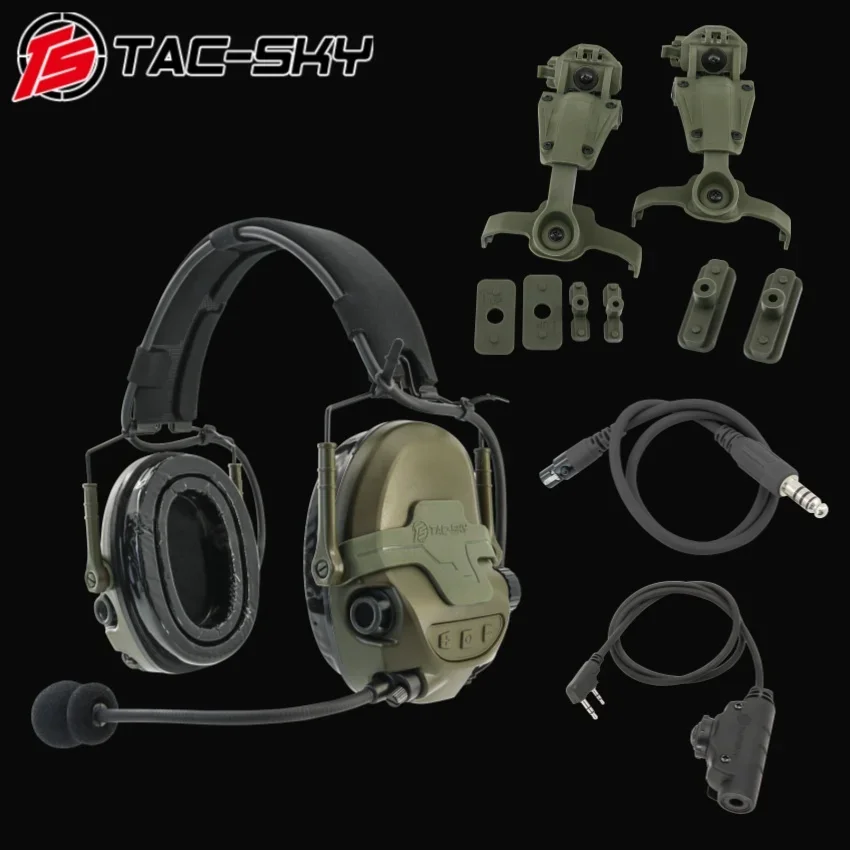 

TAC-SKY Tactical TAC 700 Digital Chip Pickup Noise Reduction Headset Hearing Protection Shooting Headphone with Tactical U94 Ptt