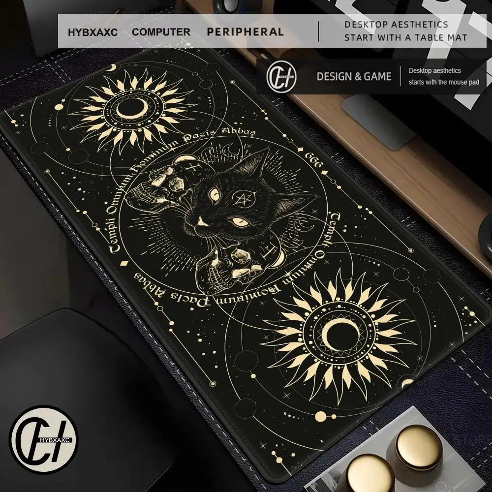 

Sun, Moon & Skull Goat Extended Mouse Pad – XL Oversized Gaming Desk Mat with Stitched Edges and Non-Slip Base HYBXAXC MousePad