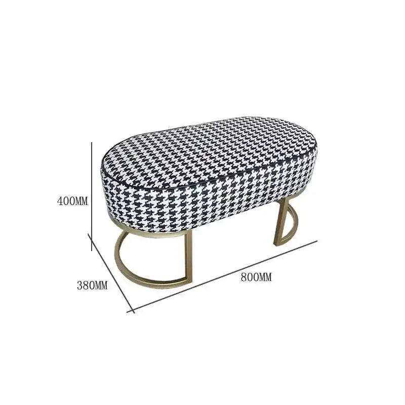 Simple Room Stool Luxury Customized Living Modern Houndstooth Shoe Changing Stool Home Footstool Fabric Bench Sofa Side Ottoman