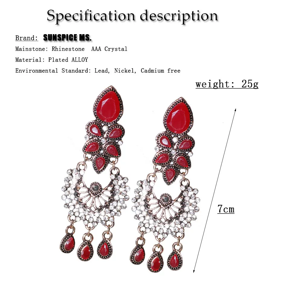 Neovisson Luxury Wedding Earring For Aristocratic Women Antique Gold Color Turkish Brand Design Vintage Resin Big Drop Earring