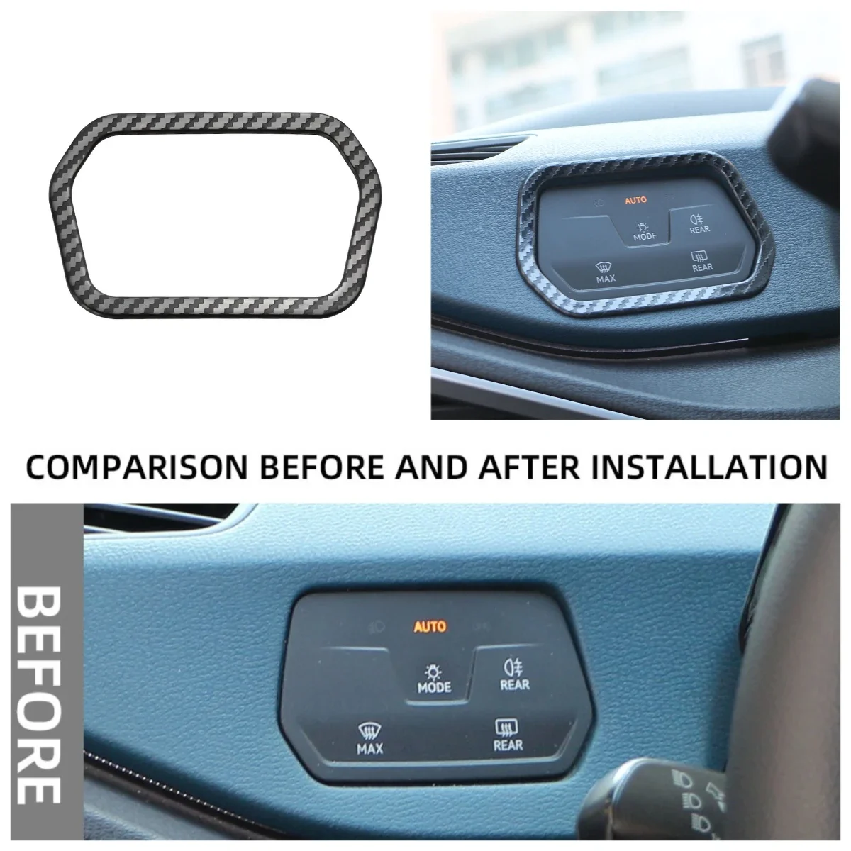 Car Headlight Switch Button Frame Ring Cover Trim for VW ID.3 ID3 2020 - 2025 Interior Part Refit Sticker Accessories