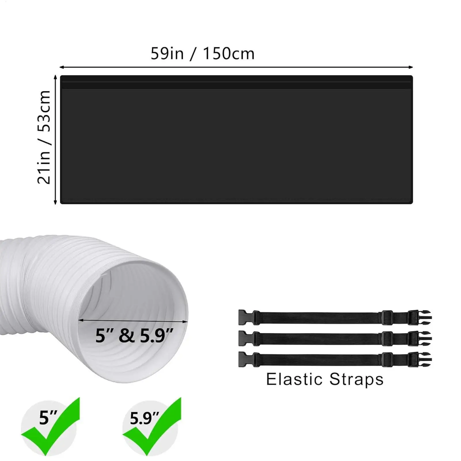 

AC Insulated Hose Cover Air Conditioner Insulated Cover Exhaust Pipe Protection Cover with 3 Straps Hose Duct Vent Cover