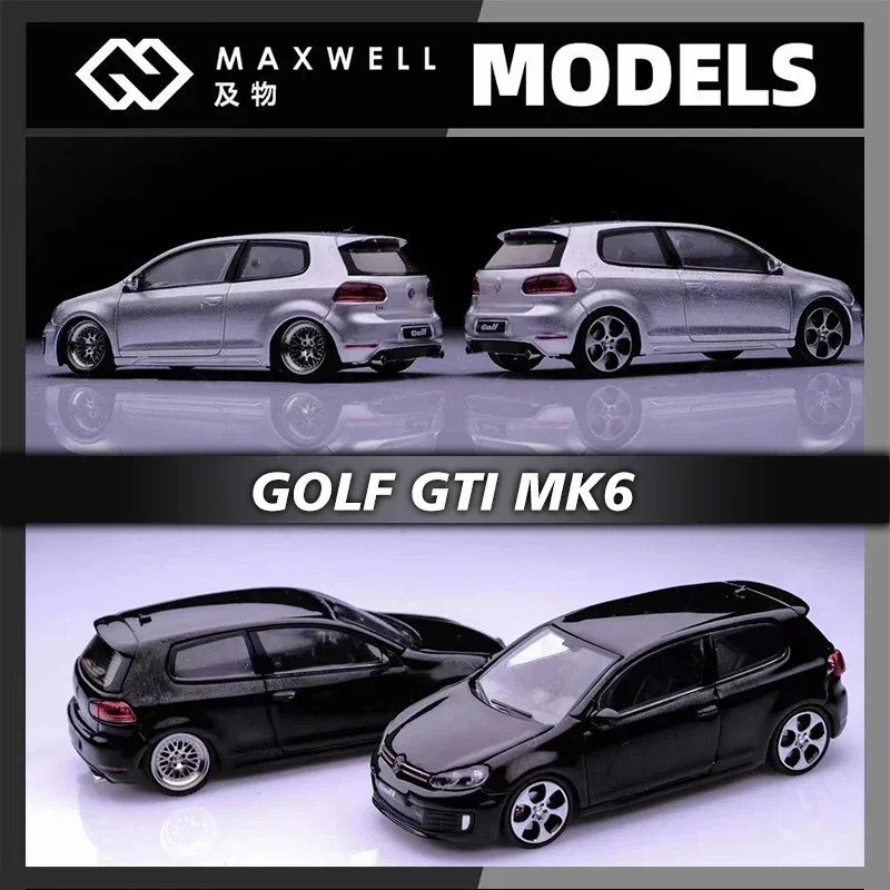

Maxwell In Stock 1:64 Golf GTI MK6 VI VAG BBS Diecast Diorama Car Model Collection Miniature Toys Openable Hood