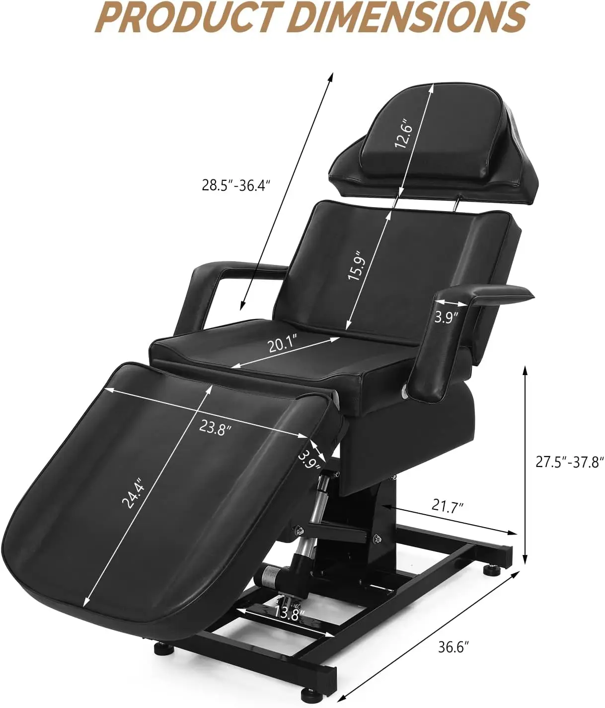 Fully Electric Salon Facial Bed Chair, Multi-Purpose Massage Tattoo Lash Waxing Table, Height Backrest Footrest