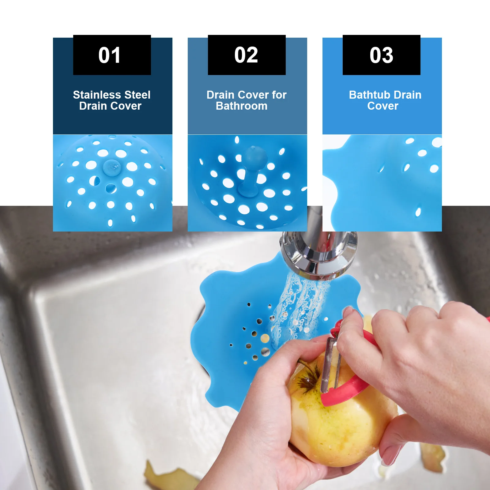 9Pcs Plastic Silicone Kitchen Sink Drainer Filters Efficient Anti-Clog Food Particle Filter for Home Kitchen Sink Filter